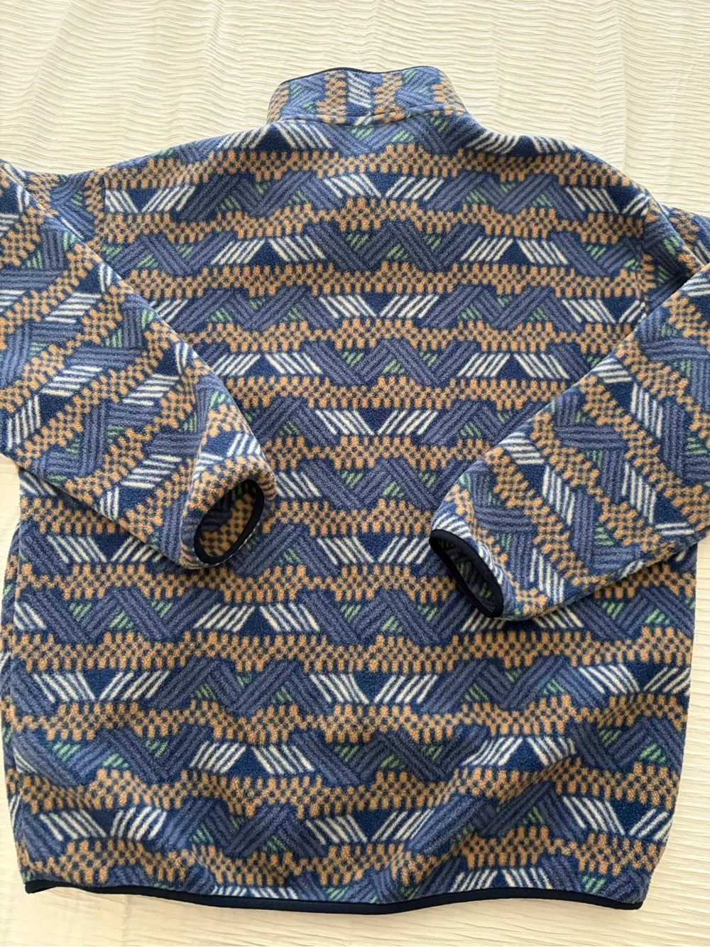 Patagonia Blue and Tan Patterned Snap-T Fleece Pullover